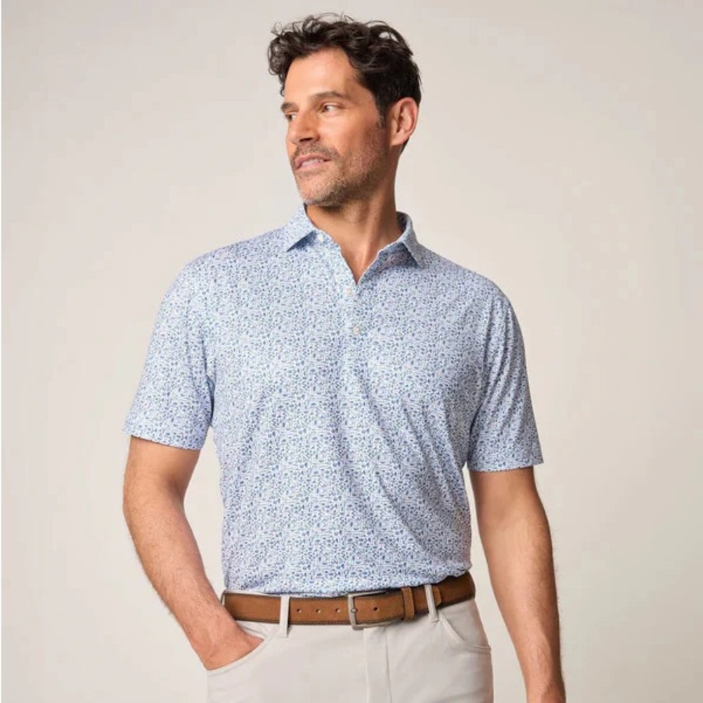 Johnnie-O Lynny Printed Jersey Performance Polo | Lake